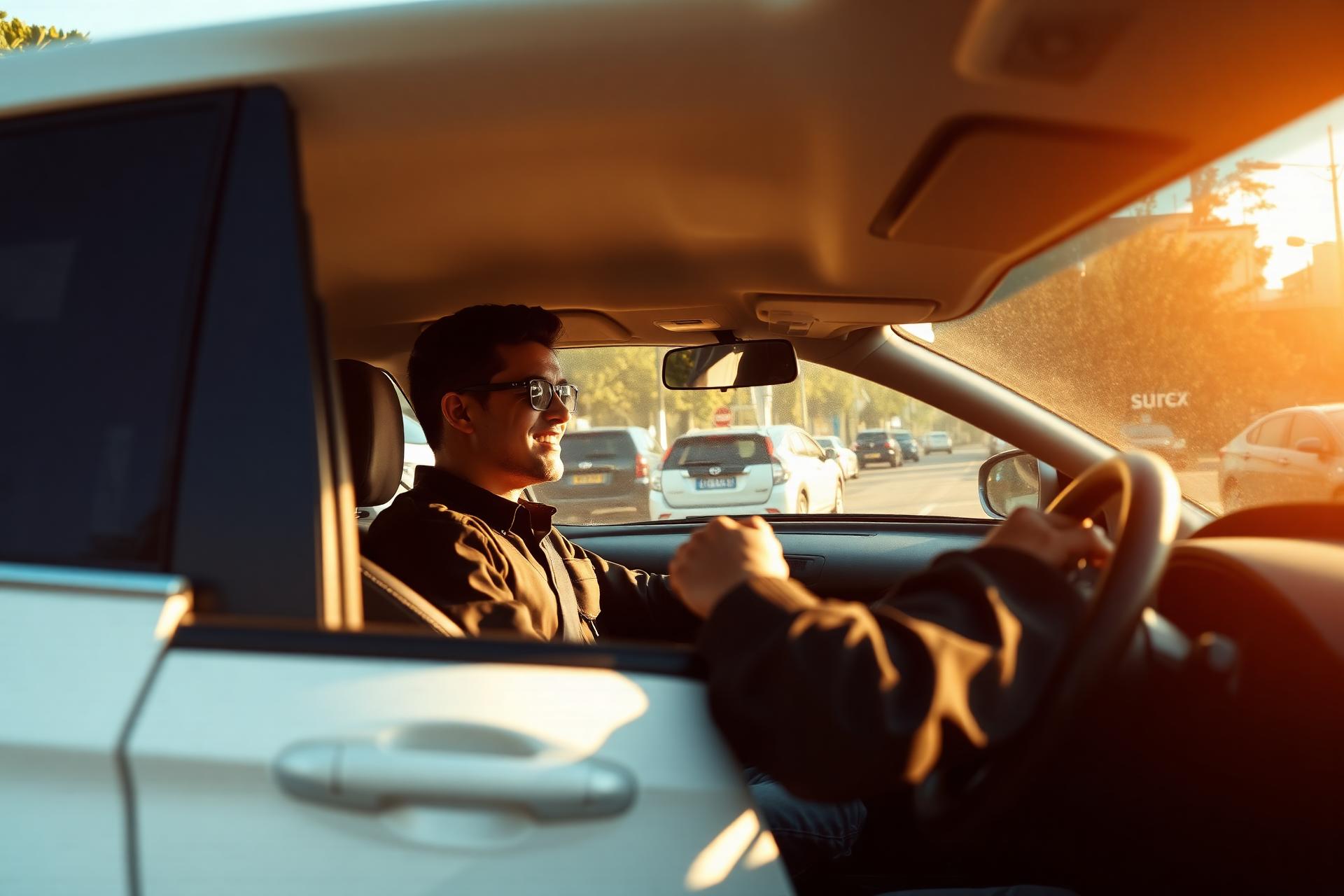 Driving instructor teaching student